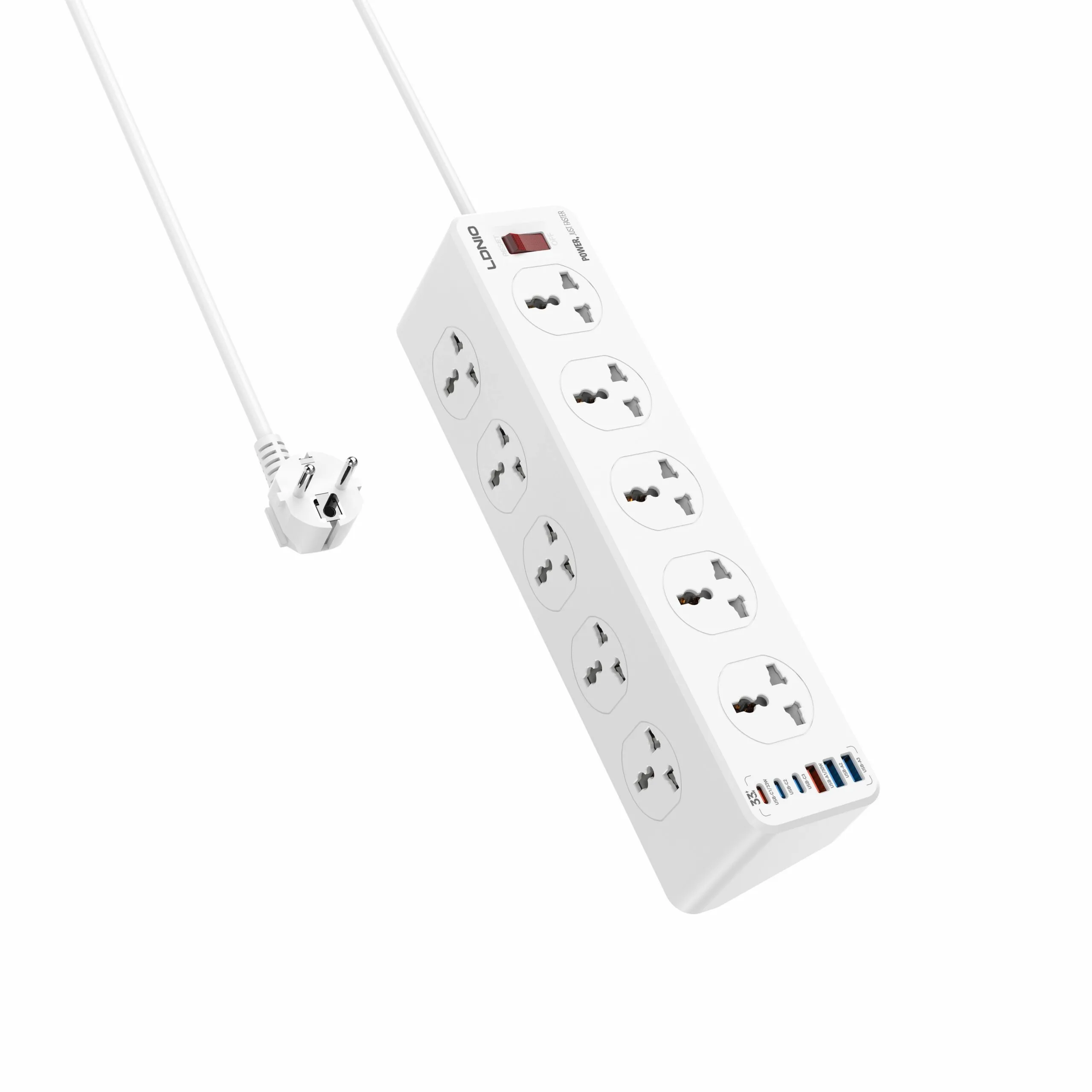 LDNIO SC10610C Power Socket Extension Universal Power Strip With 10 Outlets 2M