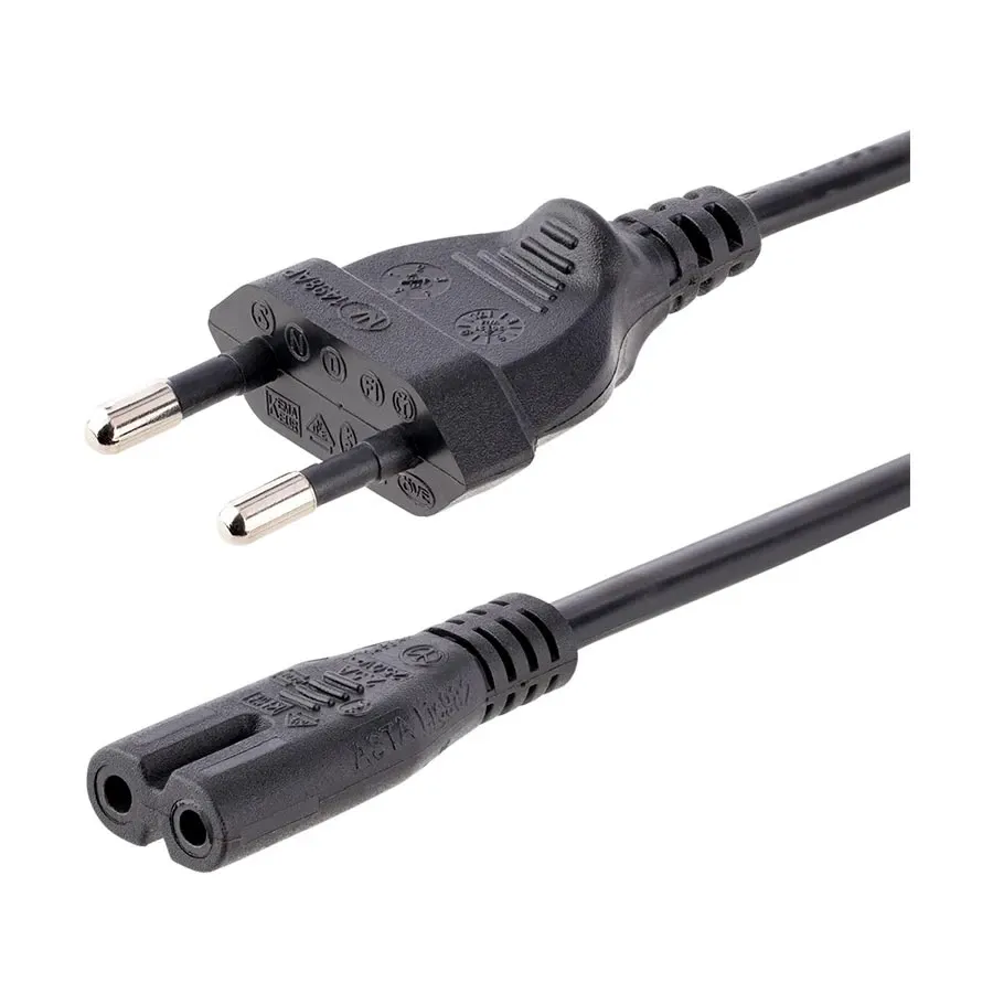 2 Pin (EU Plug) to Two-Hole 1.5 Meter Black Power Cable